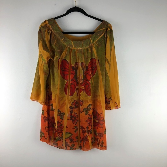 Daniel Benjamin floral sheer pullover top size L - Picture 3 of 4